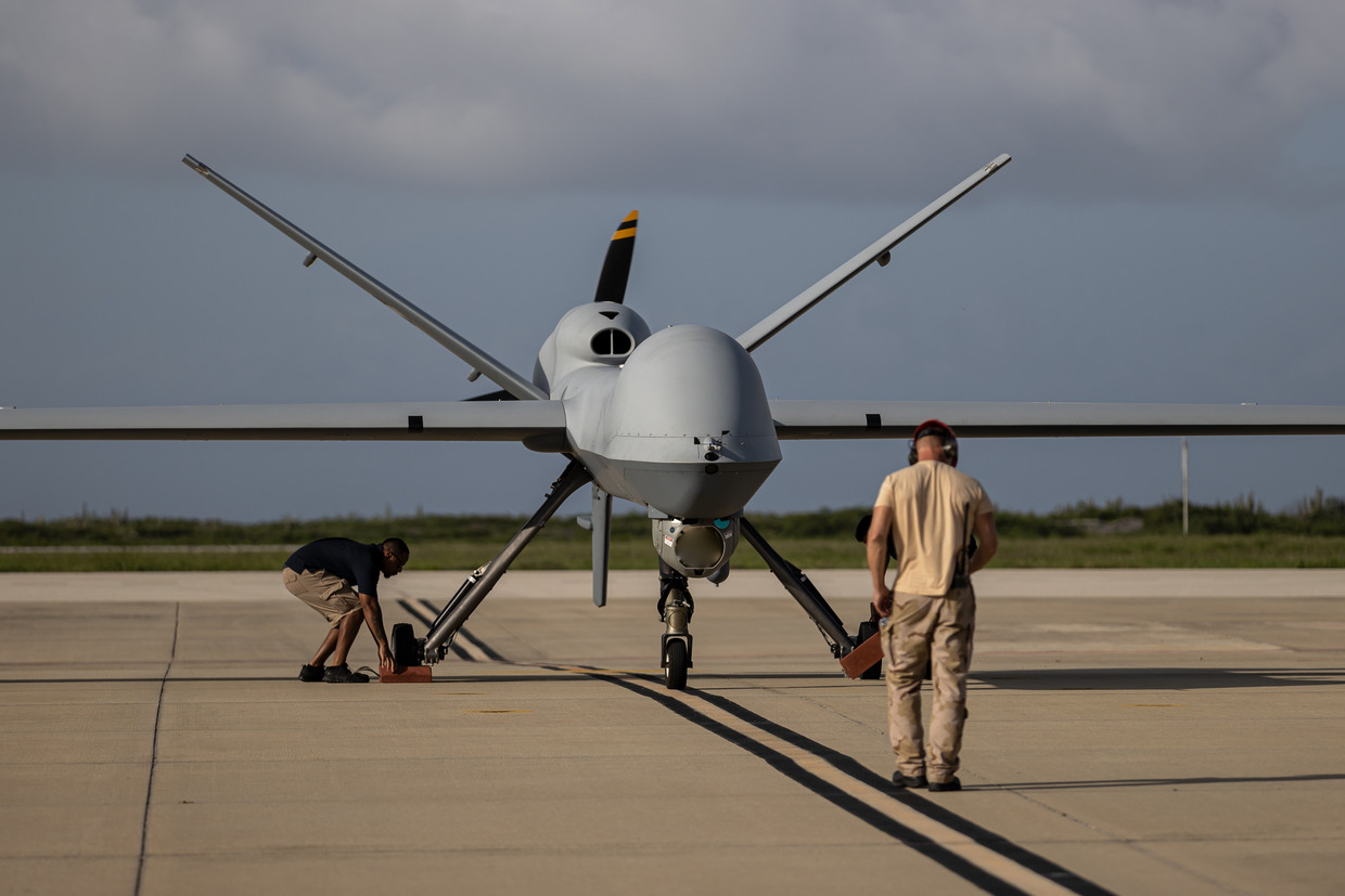 De MQ-9 Reaper vliegt straks aan de oostgrens van het Navo-gebied. De inzet is in eerste instantie voor zes maanden. De kosten bedragen 14 miljoen euro. Beeld Ministerie van Defensie